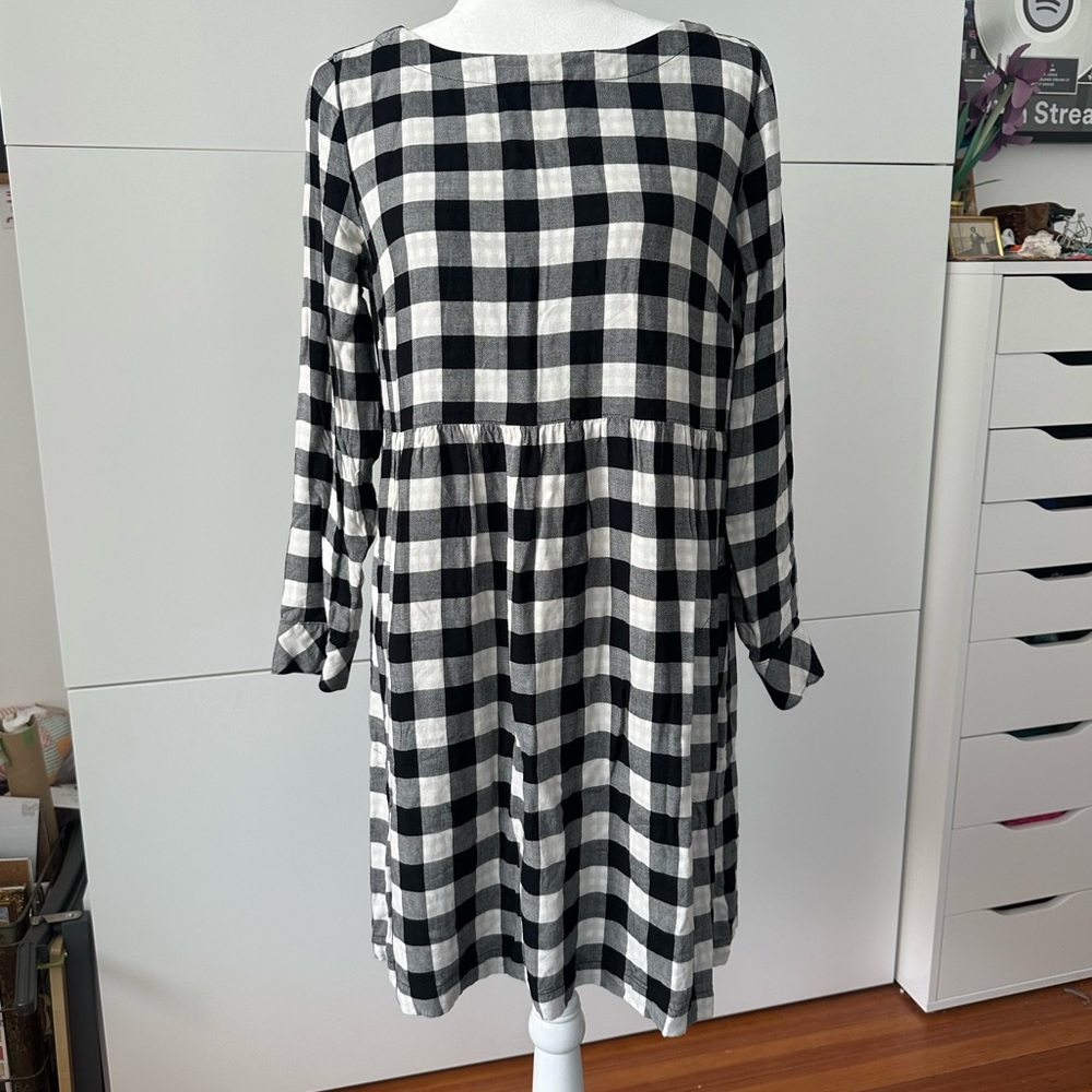 J. Jill Babydoll Longsleeve Gingham Dress Size Petite Medium